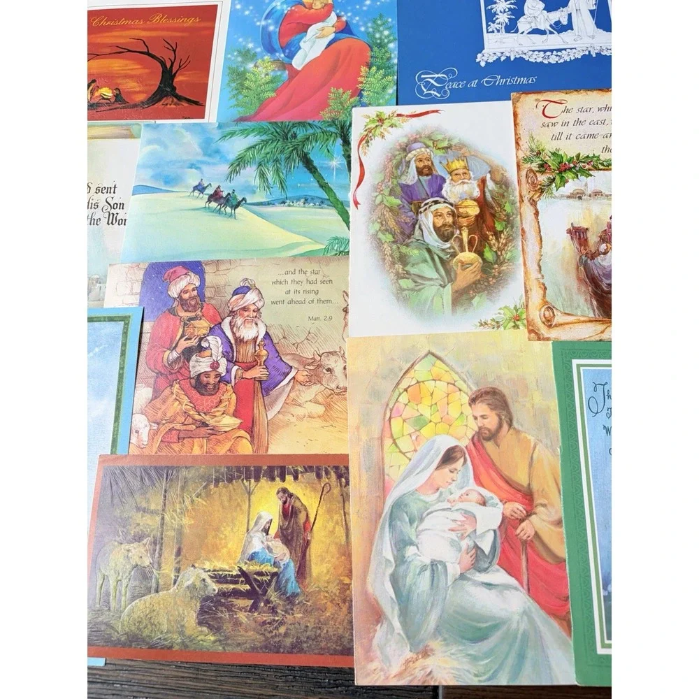 Vintage Christmas Cards Fronts ONLY Nativity Scrapbooking Crafts Lot of 50+